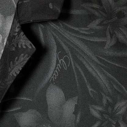 GUCCI Black silk twill bowling shirt with print
