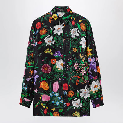 GUCCI Silk Twill Shirt With Flora Print