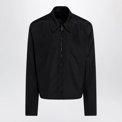 GUCCI Zip jacket in cotton and acetate faille, black