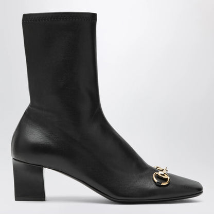 GUCCI Black Signora ankle boots with horsebit