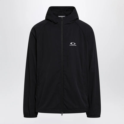 Balenciaga Technical hooded track jacket in polyamide, black