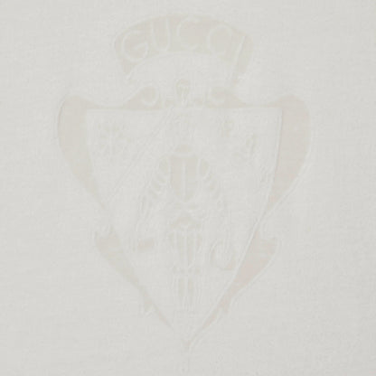 GUCCI White Cotton T-Shirt With Logo Crest