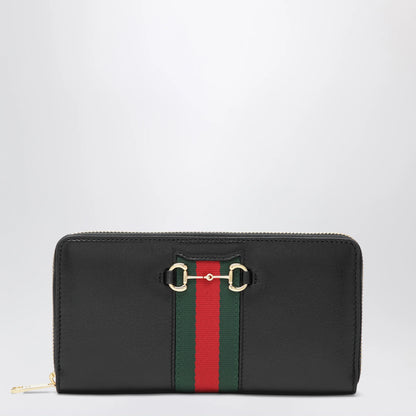 GUCCI Black Horsebit Web Wallet