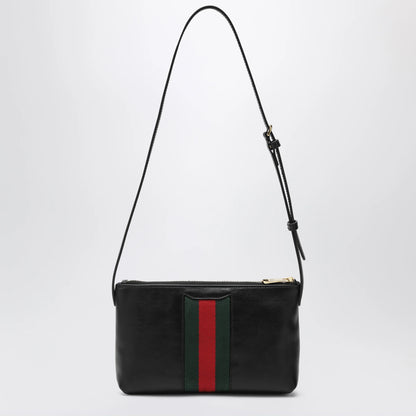 GUCCI Black Leather Mini Horsebit Web Bag