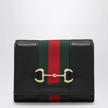 Small tri-fold Gucci Horsebit Web wallet