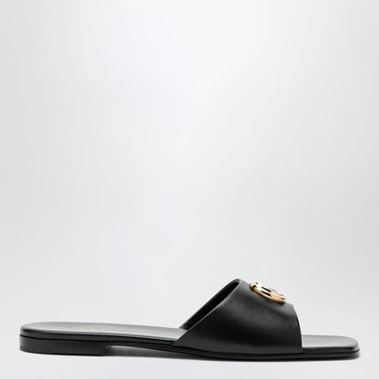 GUCCI Black nappa leather Double G slides