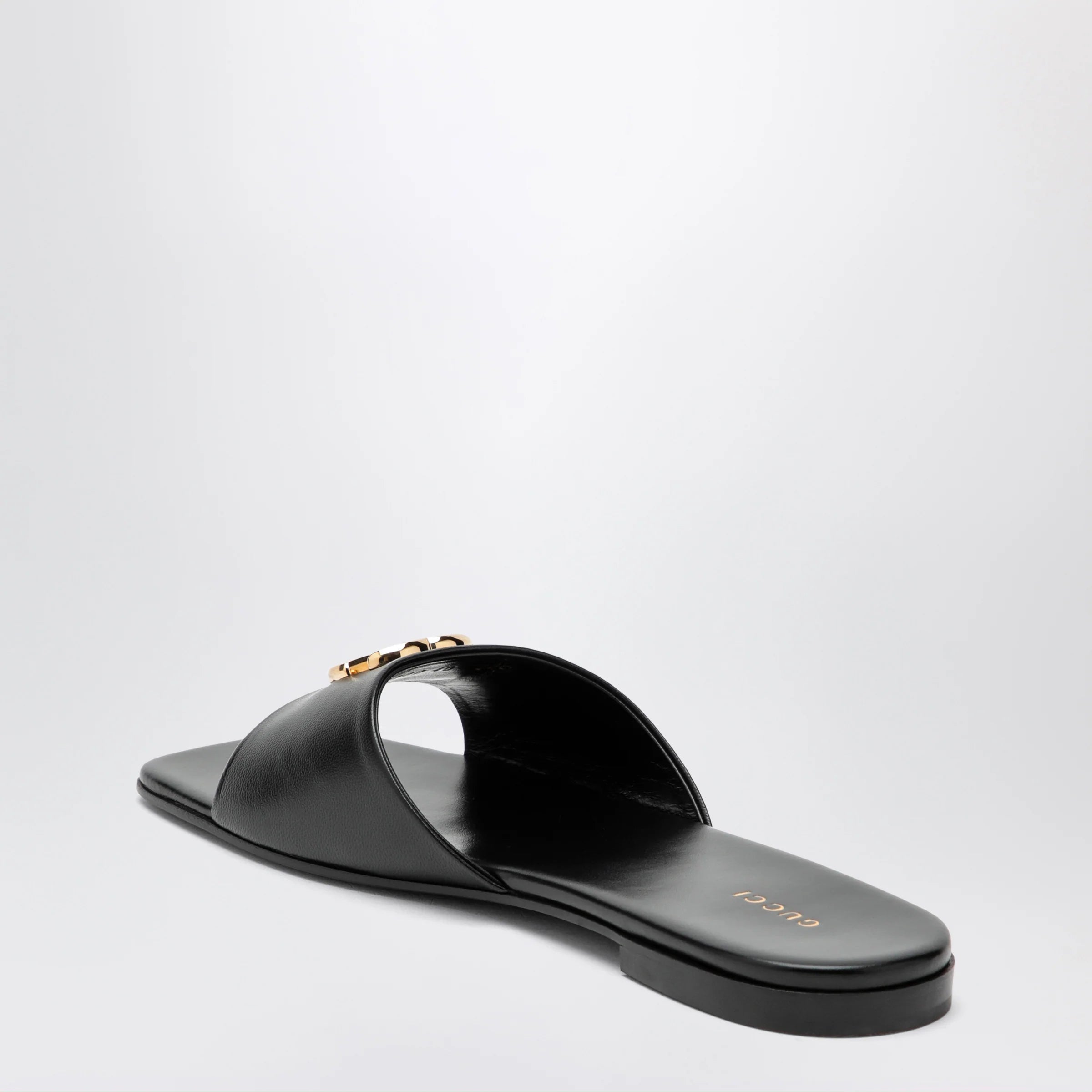 GUCCI Black nappa leather Double G slides