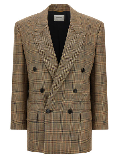 Saint Laurent Prince Of Wales Houndstooth Blazer