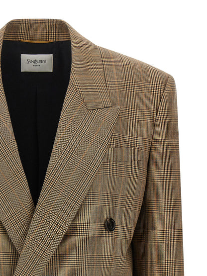 Saint Laurent Prince Of Wales Houndstooth Blazer