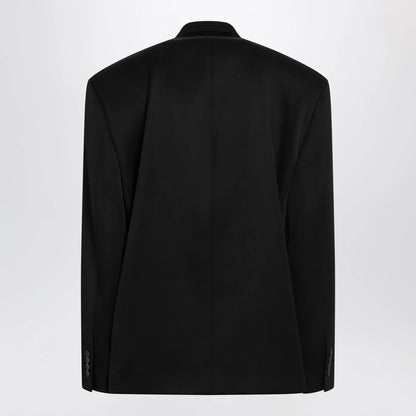 Balenciaga Double-breasted oversized wool blazer in black