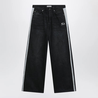 Balenciaga Denim trousers with dark brown and black trims