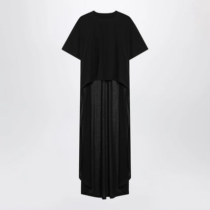 Balenciaga Black maxi train T-shirt in cotton jersey