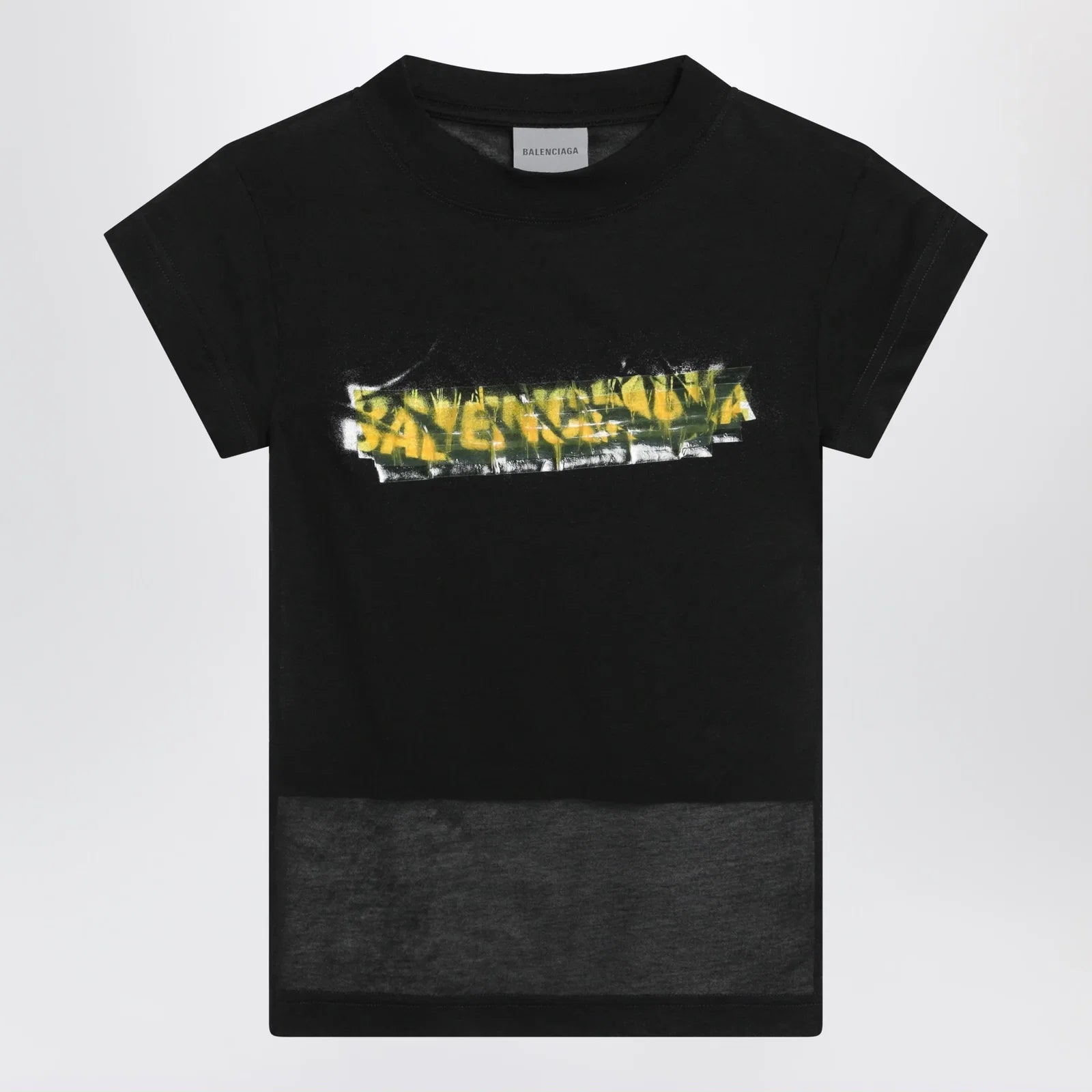 Balenciaga Messy Spray T-shirt with cut-out back in cotton black