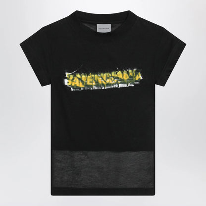 Balenciaga Messy Spray T-shirt with cut-out back in cotton black