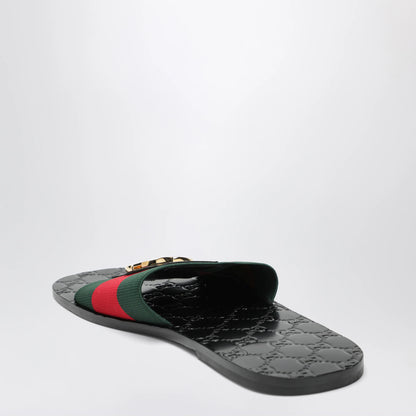GUCCI Black leather Riviera slides