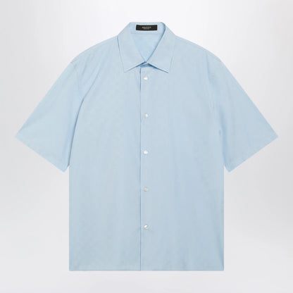 GUCCI GG cotton poplin short-sleeve shirt in light blue