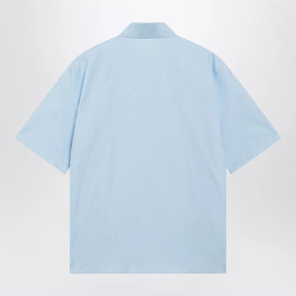 GUCCI GG cotton poplin short-sleeve shirt in light blue