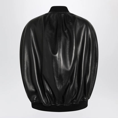 Balenciaga Black leather bomber jacket