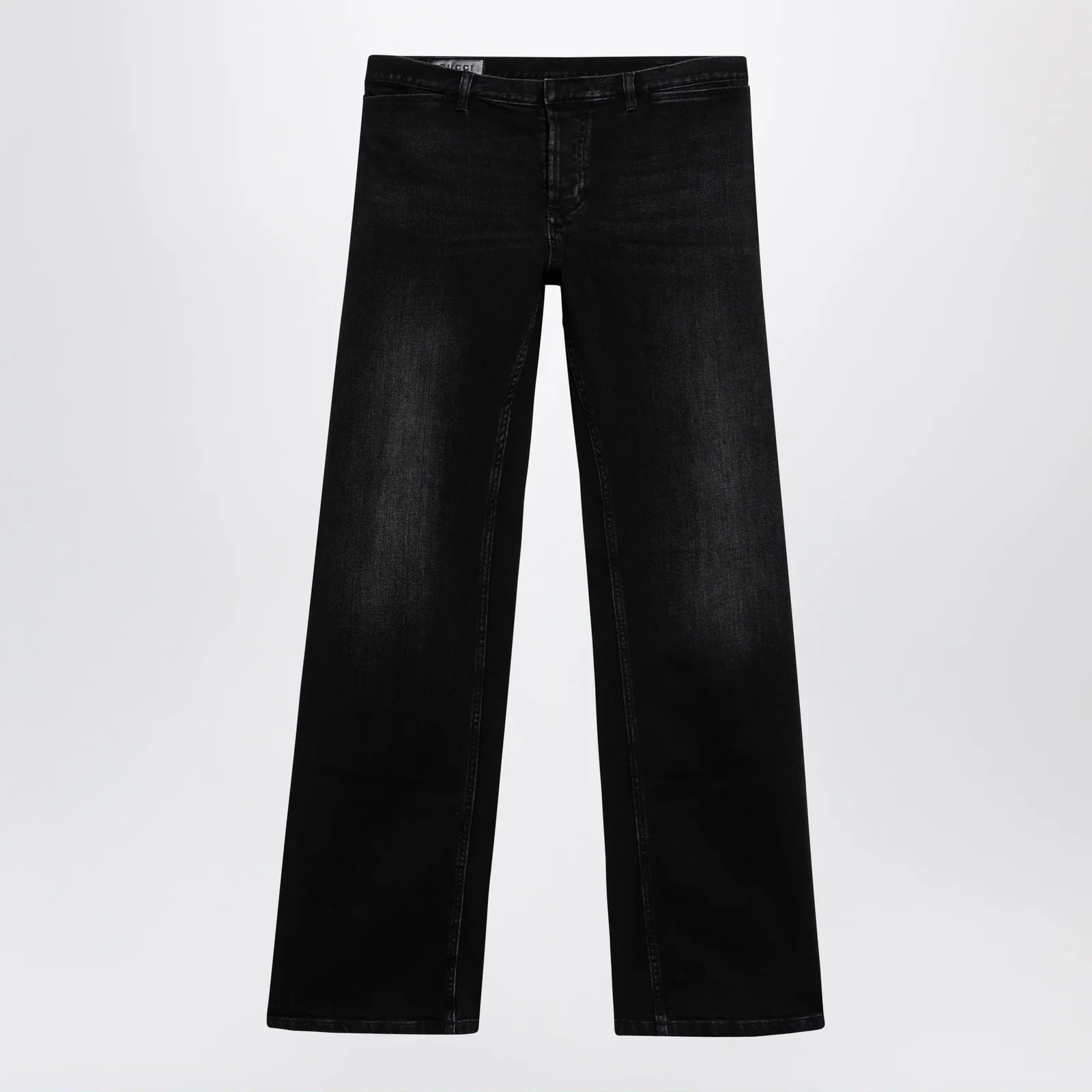 GUCCI Black stretch denim trousers with washed effect