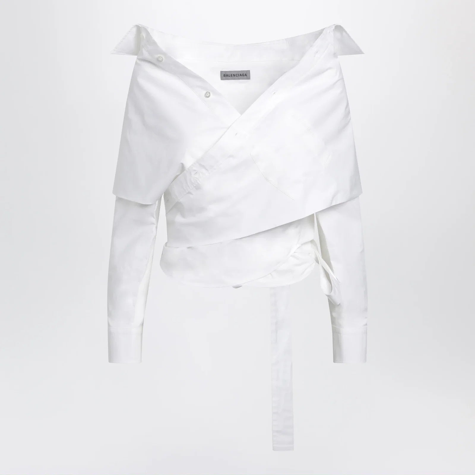 Balenciaga White wrap shirt with off-shoulder design