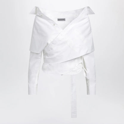 Balenciaga White wrap shirt with off-shoulder design