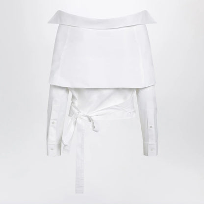 Balenciaga White wrap shirt with off-shoulder design