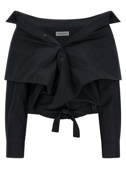 Balenciaga Crop Shirt Off The Shoulder