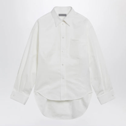 Balenciaga Cocoon shirt in cotton and silk poplin, white