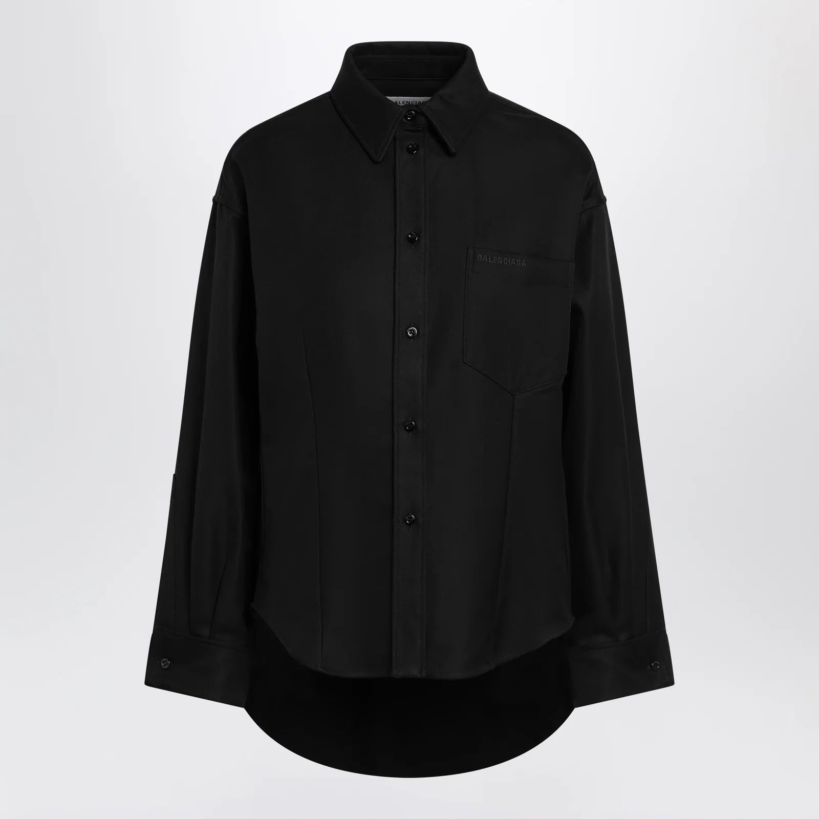 Balenciaga Classic cocoon shirt in double cotton, black