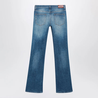 GUCCI Low-rise flare jeans with Horsebit in blue denim