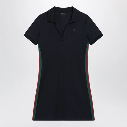GUCCI Blue Cotton Jersey Dress with Web Detail