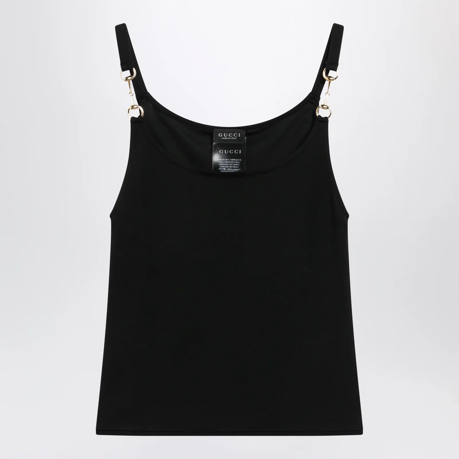 GUCCI Viscose crêpe jersey top with Horsebit detail in black