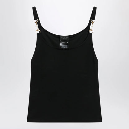 GUCCI Viscose crêpe jersey top with Horsebit detail in black