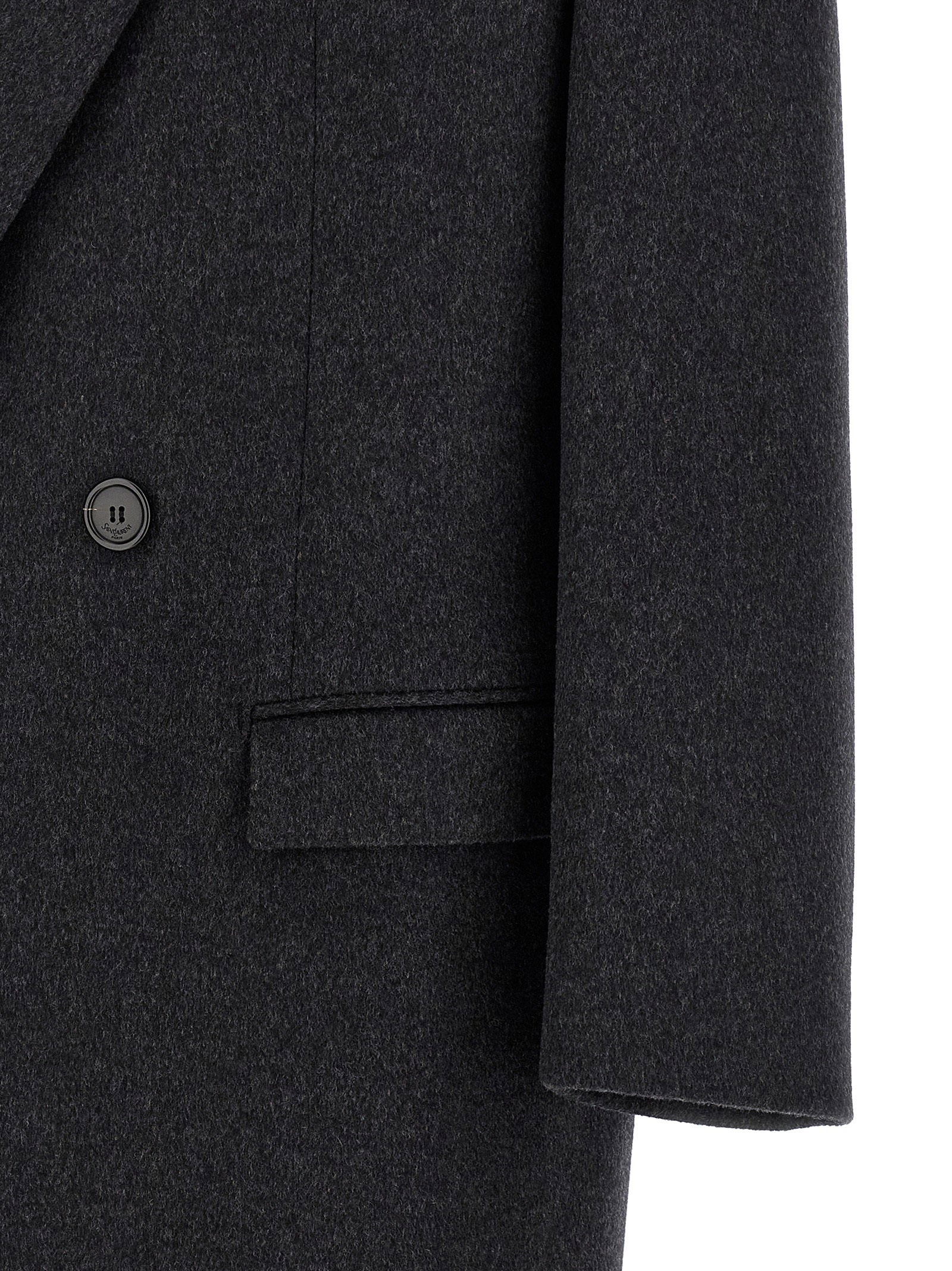 Saint Laurent Double-face Combed Wool Coat
