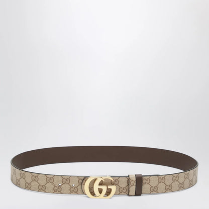 GUCCI Sand/Dark Brown Reversible Cut GG Marmont Belt