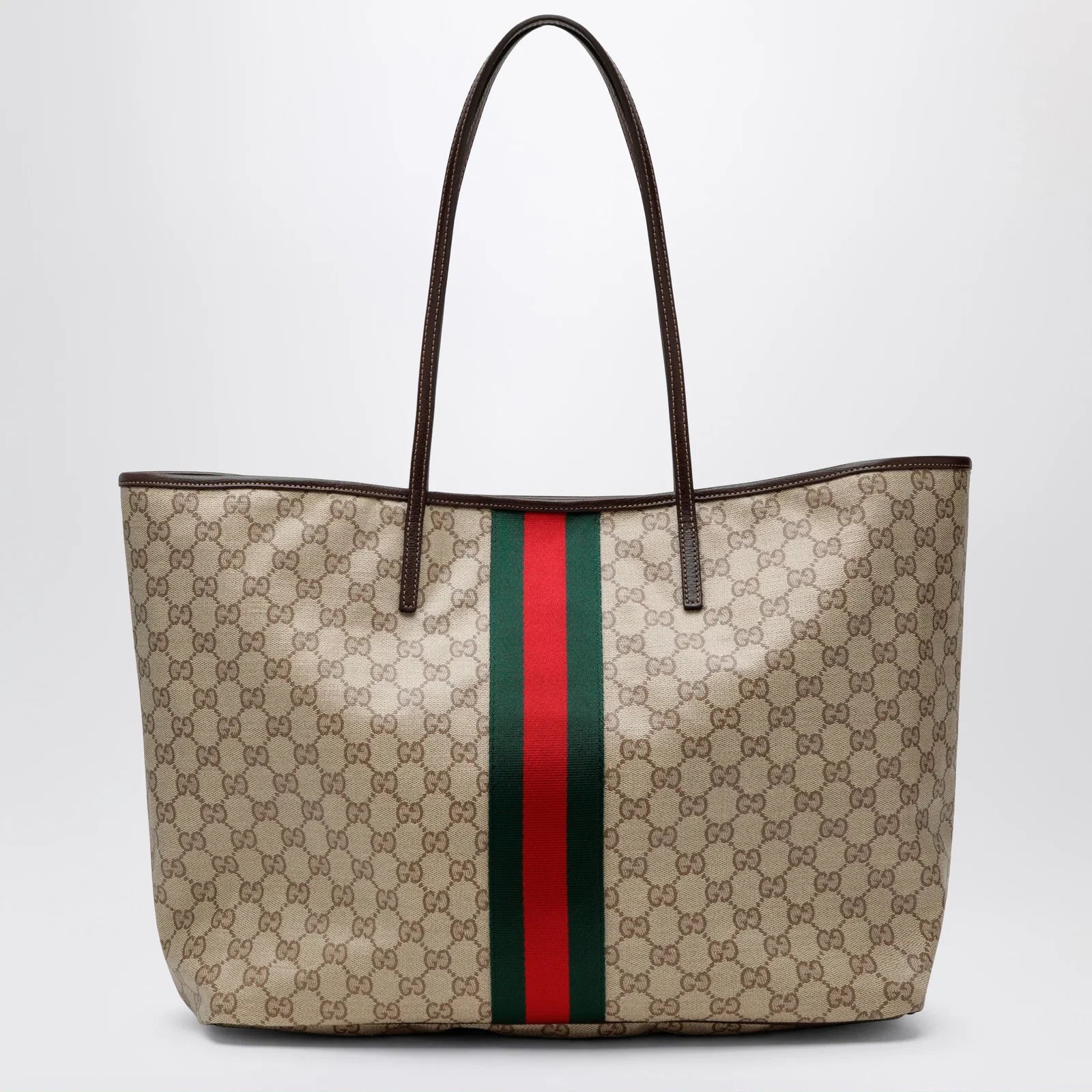 GUCCI Large Tribeca shopping tote in GG canvas, brown