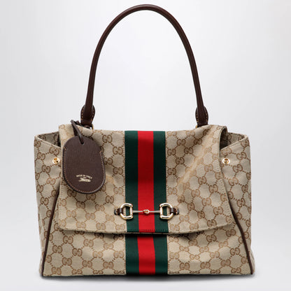 GUCCI Medium Paparazzo top-handle bag in GG canvas, brown
