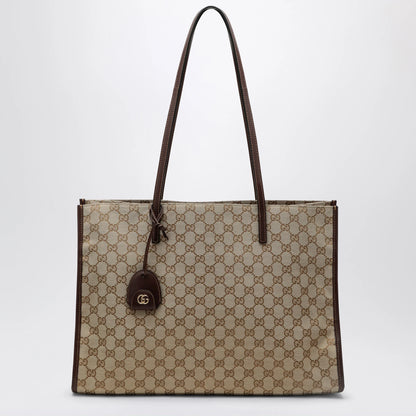 GUCCI Large London shopping bag in beige sand GG fabric