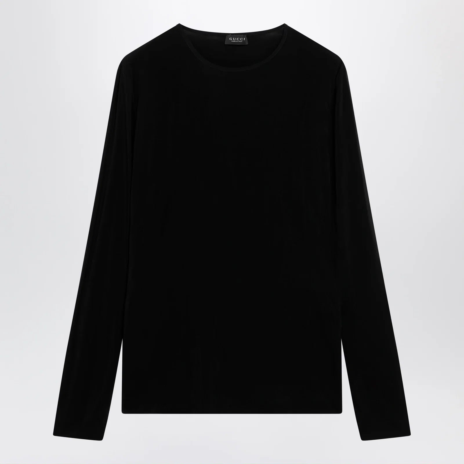 GUCCI Black crew-neck knit in viscose blend