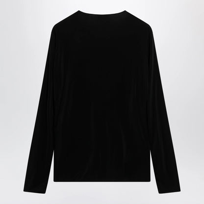 GUCCI Black crew-neck knit in viscose blend