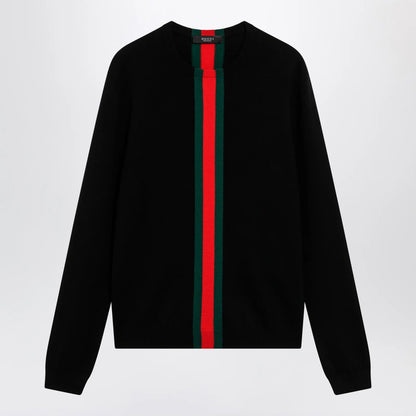 Gucci cashmere sweater with Web motif in black
