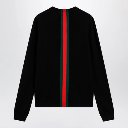 Gucci cashmere sweater with Web motif in black