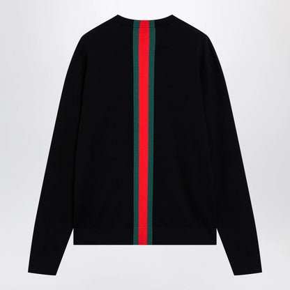 GUCCI Knitted cotton sweater with Web ribbon