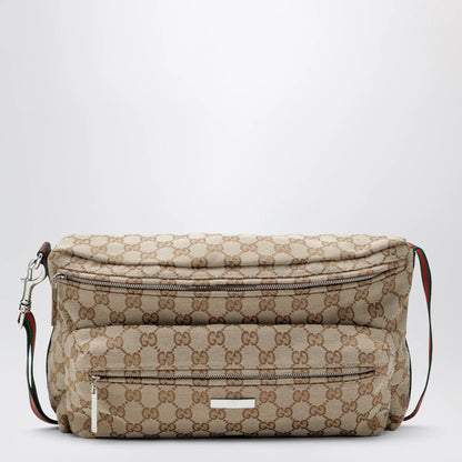 GUCCI Tag medium GG canvas crossbody bag in sand/brown