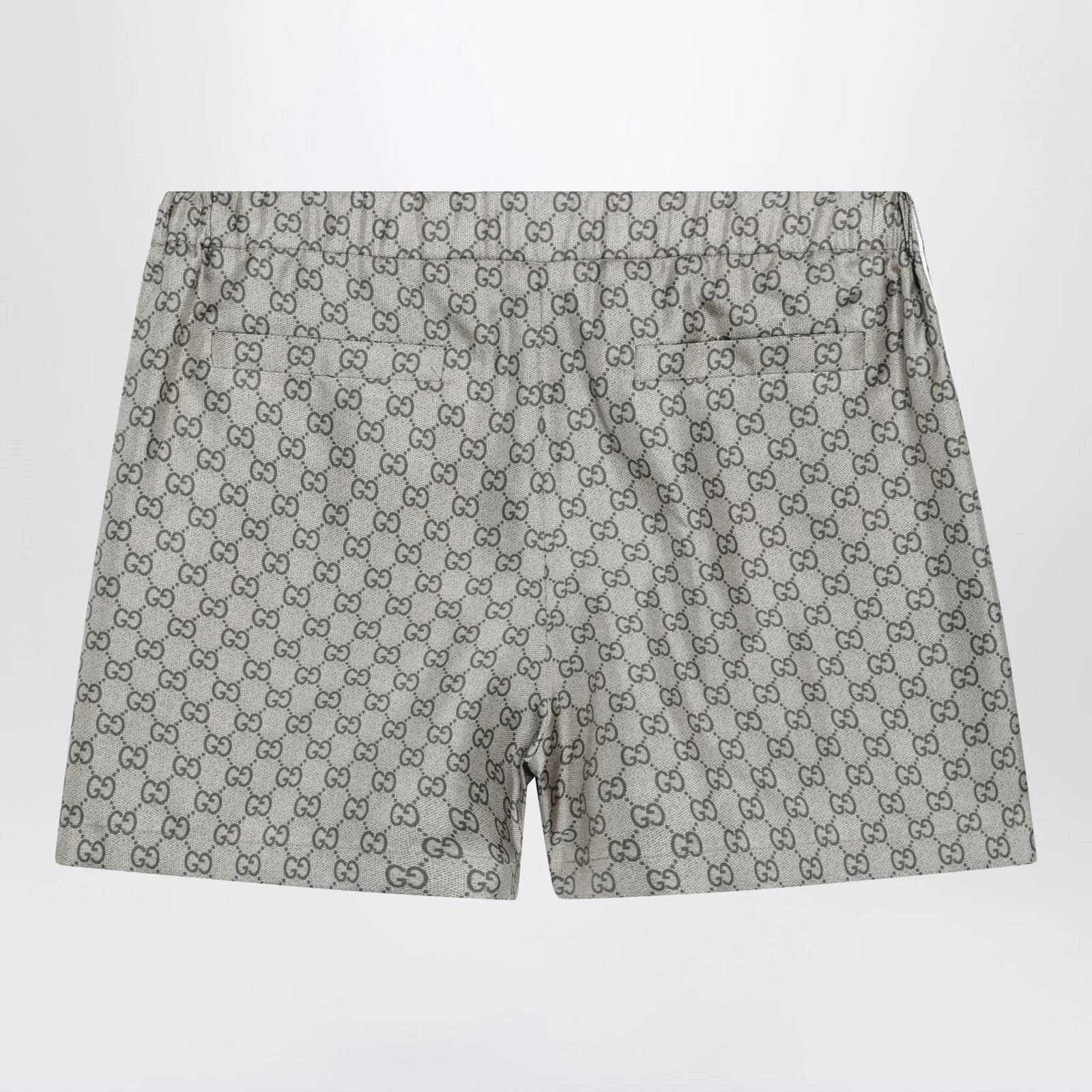 GUCCI Silk twill shorts with GG print in beige