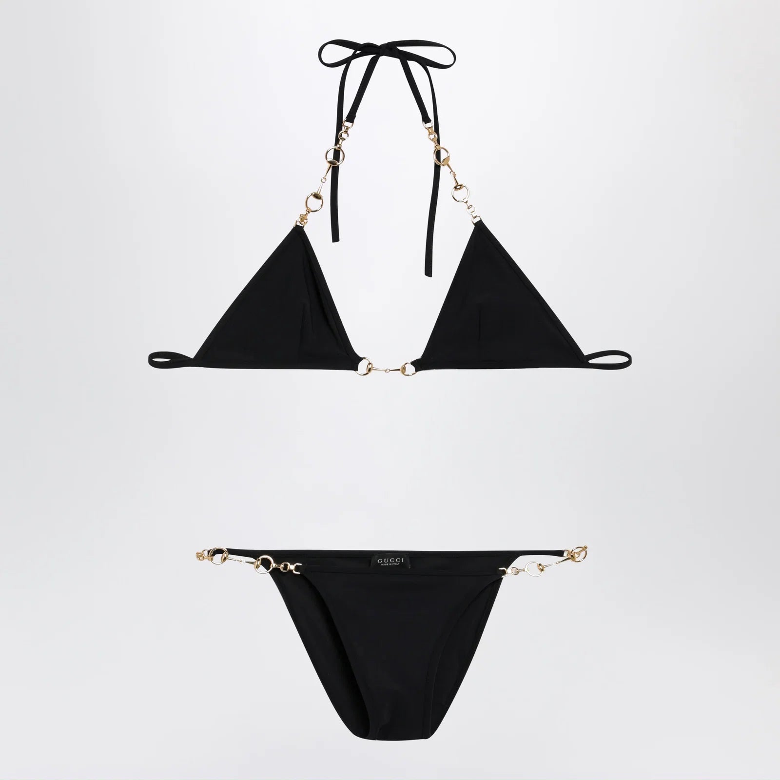 GUCCI Black stretch jersey bikini with clamp chain
