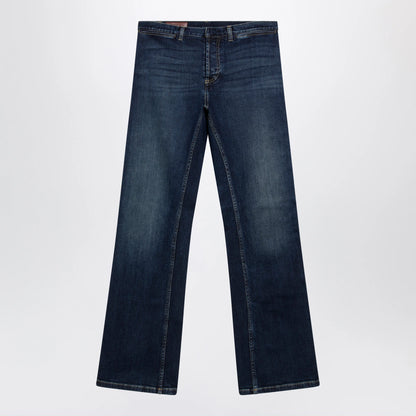 GUCCI Low-rise cotton denim Web tape trousers in blue