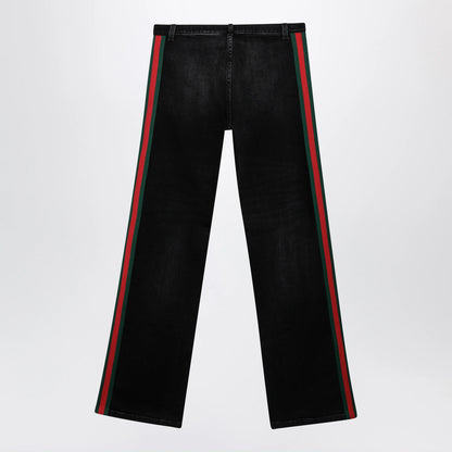 GUCCI Low-rise cotton denim jeans with Web tape in black