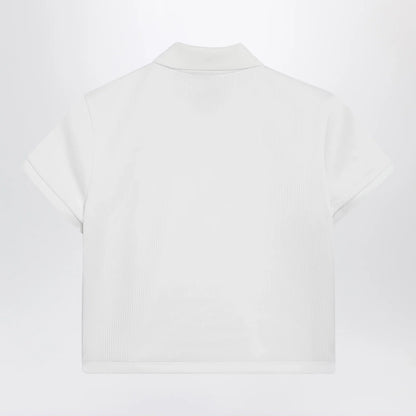 GUCCI Ribbed cotton jersey polo with Web in white