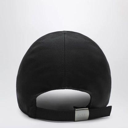 GUCCI Black cotton baseball cap with GG trim